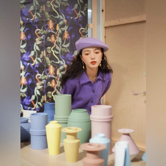 &Other Stories Purple Collared Alpaca Blend Cardigan - Picture 3 of 9